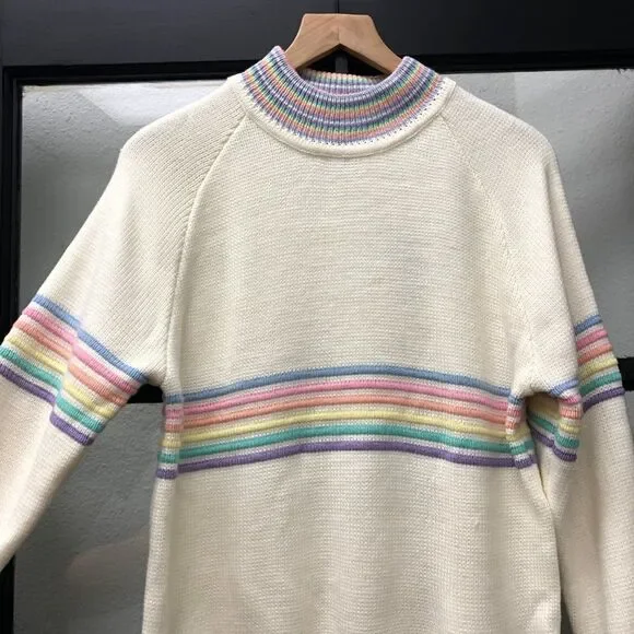 New UNIF Cream & Pastel Stripe Prisma Sweater - XS - Picture 2 of 8